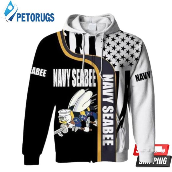 Navy Seabee Usa Flag 3D Hoodie