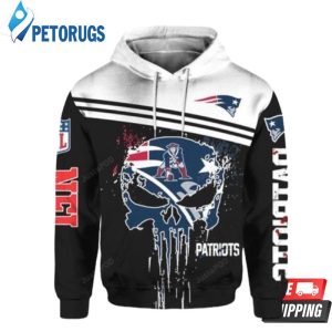 New England Patriots Nfl Skull 3D Hoodie