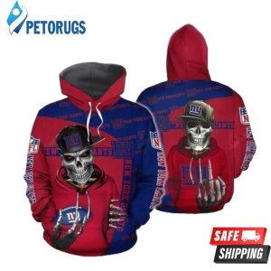 New York Giants Hiphop Skeleton 3D Hoodie