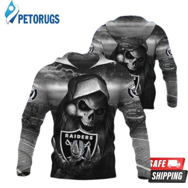 Oakland Raiders Santa Skull 3D Hoodie