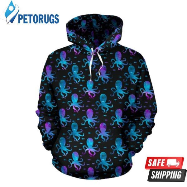 Octopus Blue Themed 3D Hoodie