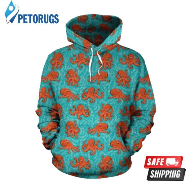 Octopus Cartoon Themed 3D Hoodie