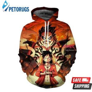 One Piece Monkey D Luffy Orange 3D Hoodie