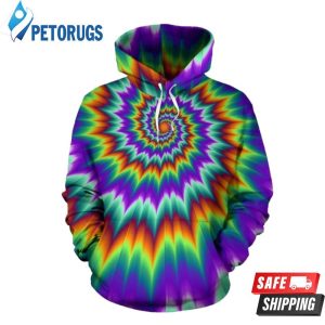 Optical Illusion Pulsing Fiery Spirals 3D Hoodie