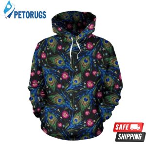 Peacock Rose Feather Pattern 3D Hoodie