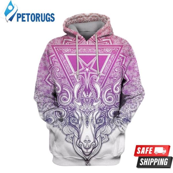 Pentagram Sign Head Of Demon Baphomet 3D Hoodie