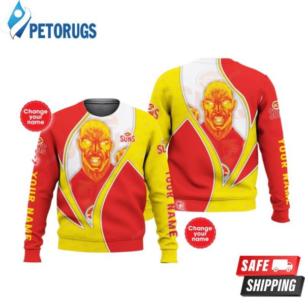 Personalized Gold Coast Suns Afl Mascot2 Custom Name 3D Hoodie