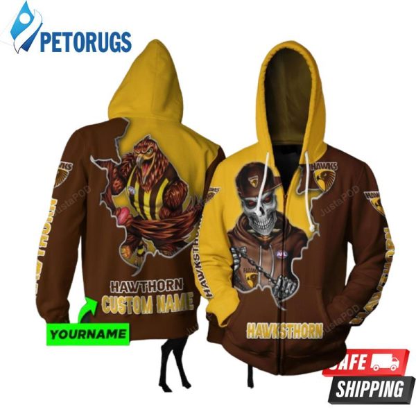 Personalized Hawthorn Football Club Afl Custom Name 3D Hoodie