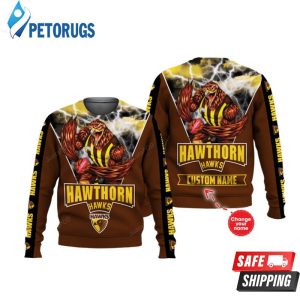 Personalized Hawthorn Football Club Afl Mascot Custom Name 3D Hoodie