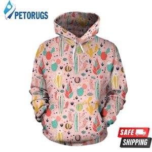 Pink Cactus Pattern 3D Hoodie