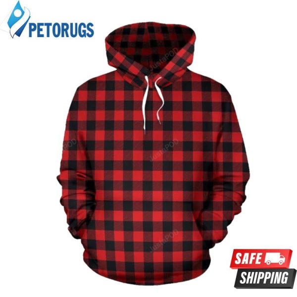 Red Black Buffalo Tartan Plaid Pattern 3D Hoodie