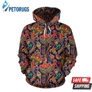 Red Flower Paisley Pattern 3D Hoodie