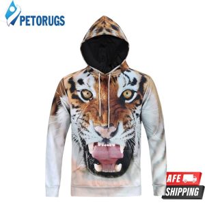 Roaring Tiger Brown & White 3D Hoodie