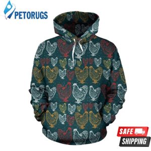 Rooster Hand Draw 3D Hoodie