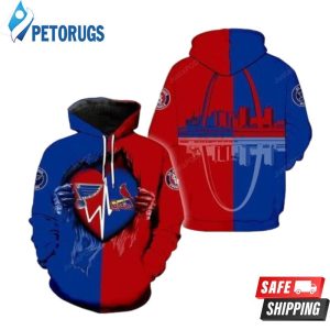 Saint Louis Blue Saint Louis Cardinals Heartbeat Ripped City On Back 3D Hoodie