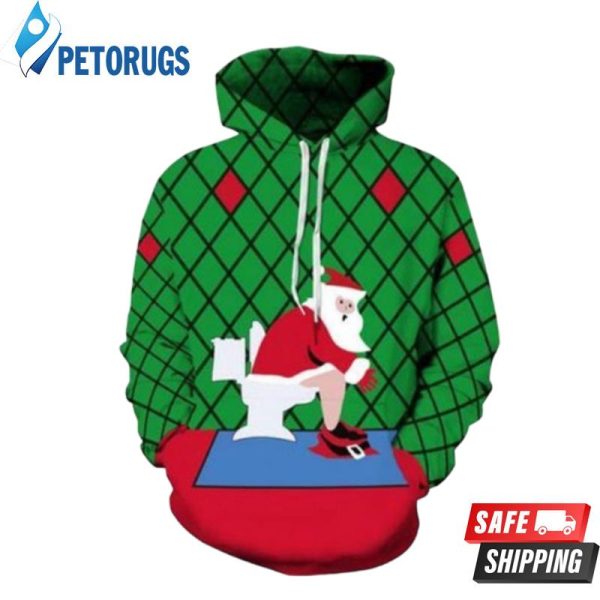 Santa Claus On The Toilet Christmas 3D Hoodie