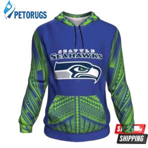 Seattle Seahawks Ncaa Football Maori Tattoo Blue Seattle Seahawks Seattle Seahawks 3D Hoodie