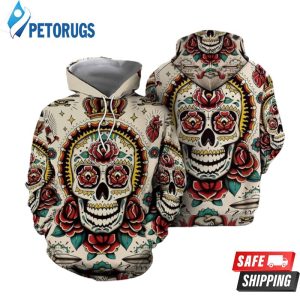 Skull Rose And Pered Custom Skull Rose Graphic 3D Hoodie