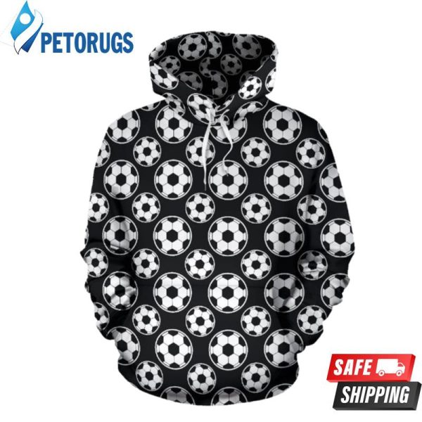 Soccer Ball Black Pattern 3D Hoodie