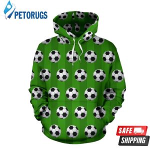 Soccer Ball Green Backgrpund 3D Hoodie