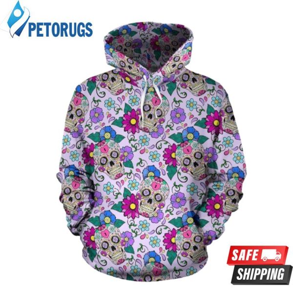 Sugar Skull Skeleton Girly Floral Pattern 3D Hoodie