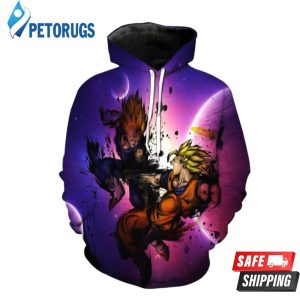 Super Saiyan Vegeta Vs Super Saiyan Goku In Space Dragon Ball Z 3D Hoodie