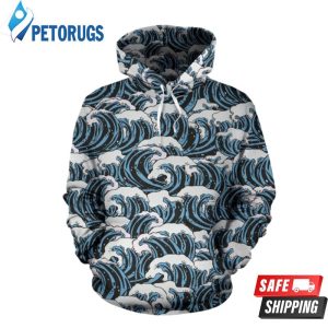 Surf Wave Pattern 3D Hoodie