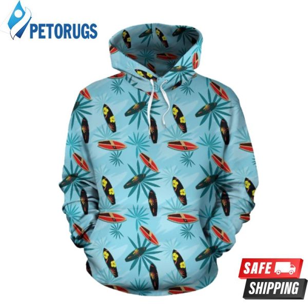 Surfboard Themed Pattern 3D Hoodie