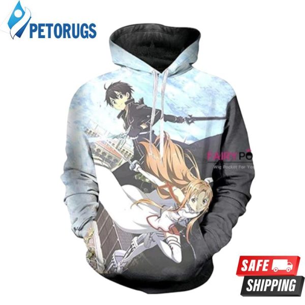 Swoword Art Online Kirigaya Kazuto Yuuki Asuna B 3D Hoodie