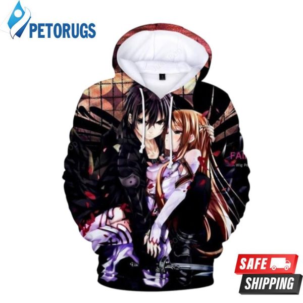 Swoword Art Online Yuuki Asuna Kirigaya Kazuto 3D Hoodie