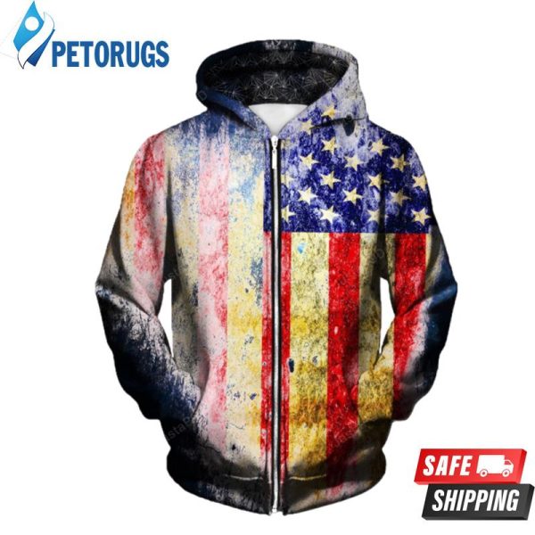 Tattered Flag Up 3D Hoodie