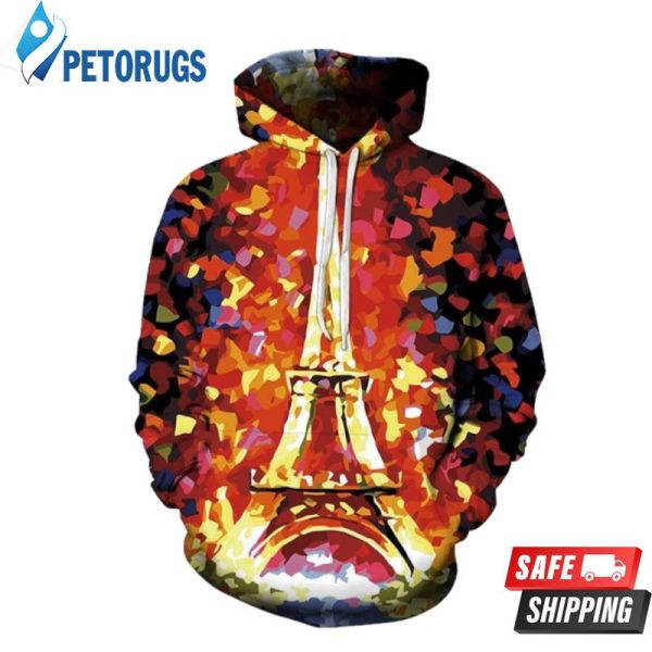 Vibrant Eiffel Tower Oil Painting 3D Hoodie