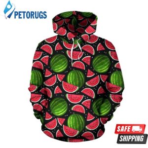 Watermelon Piece Black Pattern 3D Hoodie