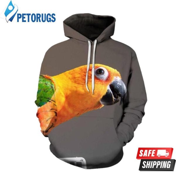 Yellow Parrot Biword Face 3D Hoodie