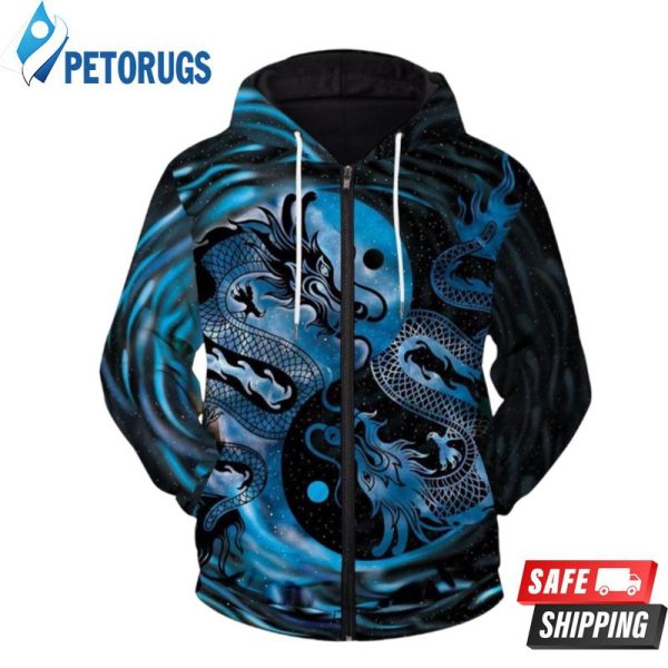 Yin Yang Zealous Dragon Ped 3D Hoodie