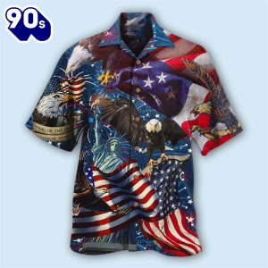 4th Of July America Eagle Victory Love Aloha Button Up Hawaiian Shirt