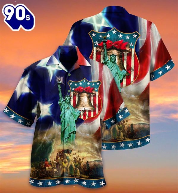 4th Of July America Happy Day Freedom America Aloha Button Up Hawaiian Shirt