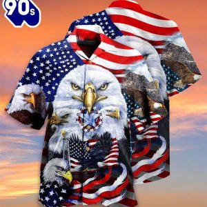 4th Of July America Proud Happy Day Aloha Button Up Hawaiian Shirt