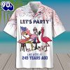 4th Of July Lets Party Flamingo American Flag Button Up Summer Beach Flamingo Aloha Hawaiian Shirt