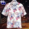 4th Of July USA Flag Red And Blue Firework Flamingo Button Up Summer Beach Flamingo Aloha Hawaiian Shirt