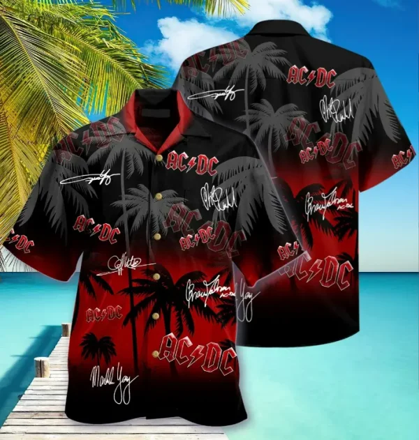 AC DC Band Signatures Hawaiian Shirts