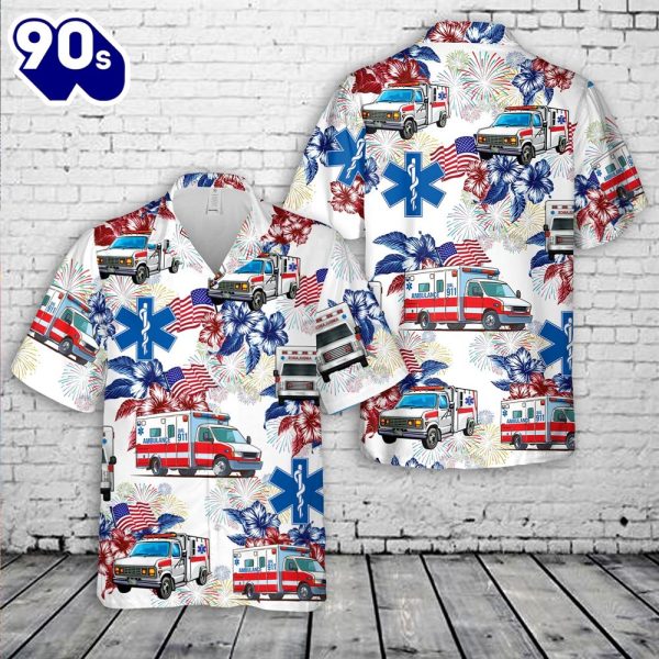 Ambulance EMS 4th Of July Hawaiian Shirt