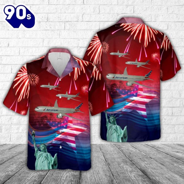 American Airlines Boeing 787 900 4th Of July Hawaiian Shirt