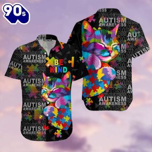 Autism Awareness Cat Be Kind Hawaiian Shirt For Men amp Women Adult