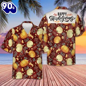 Autumn Happy Thanksgiving Hawaiian Shirt Pumpkin Button Up Shirt Gifts For Husband