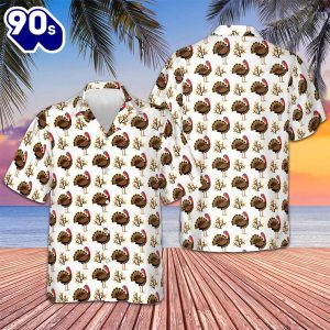 Autumn Turkey Birds Hawaiian Shirt Summer Button Up Shirts Mens Gifts For Thanksgiving