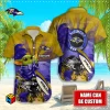 Baby Yoda Custom Name Baltimore Ravens NFL Aloha Hawaiian Shirt 2