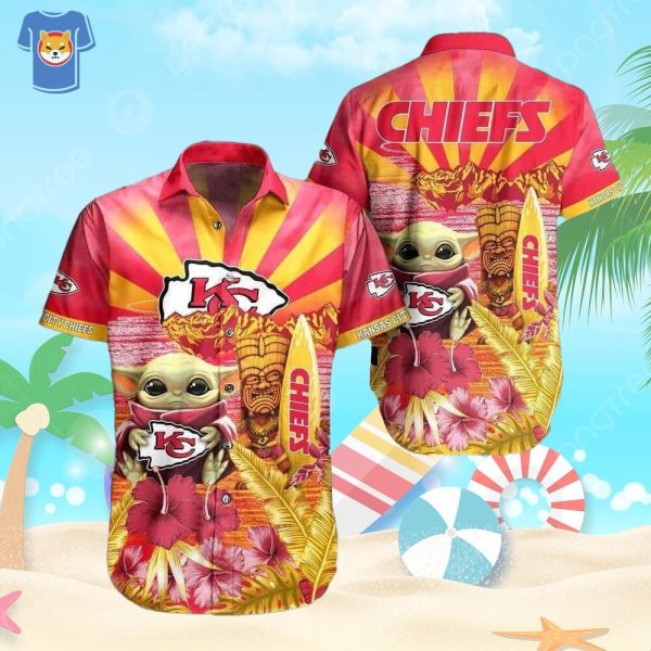 Baby Yoda Star Wars Loves NFL Kansas City Chiefs Hawaiian Shirt