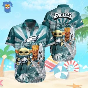 Baby Yoda Star Wars Loves NFL Philadelphia Eagles Hawaiian Shirt