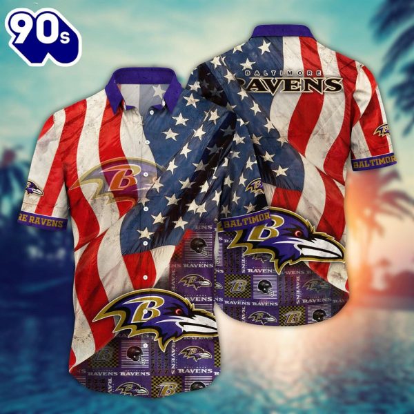 Baltimore Ravens NFL US Flaq 4th Of July Hawaiian Shirt For Fans Trending Summer Football Shirts